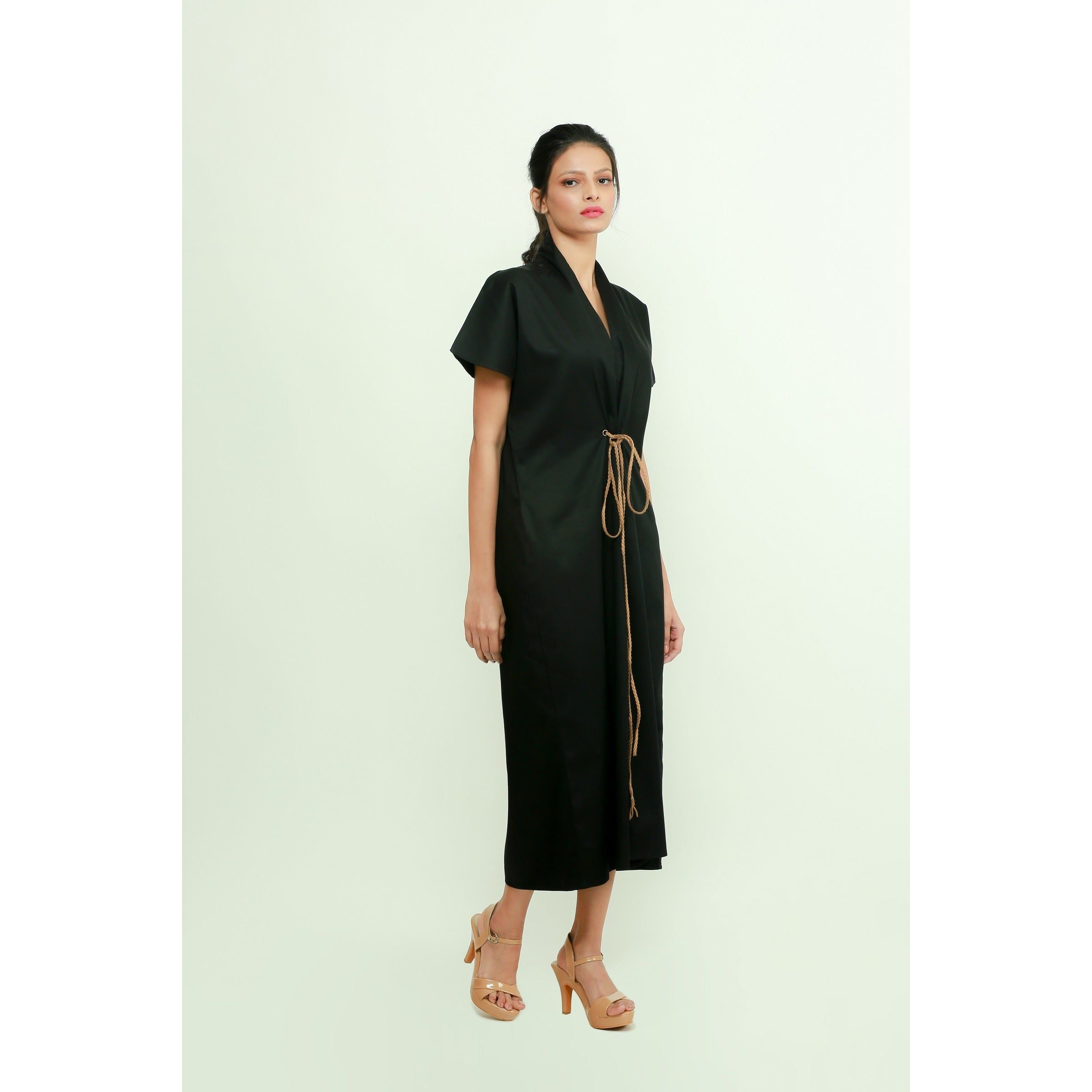 Waist tie-up long dress