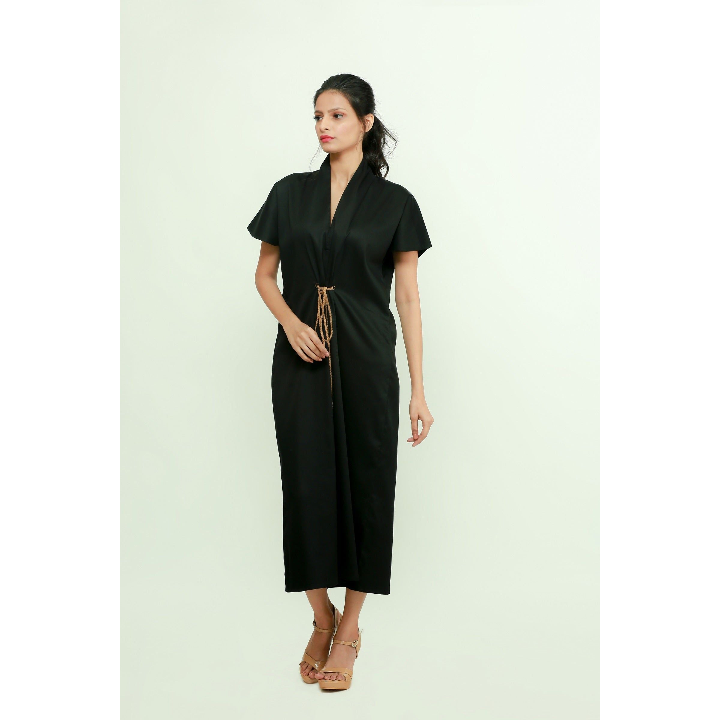 Waist tie-up long dress