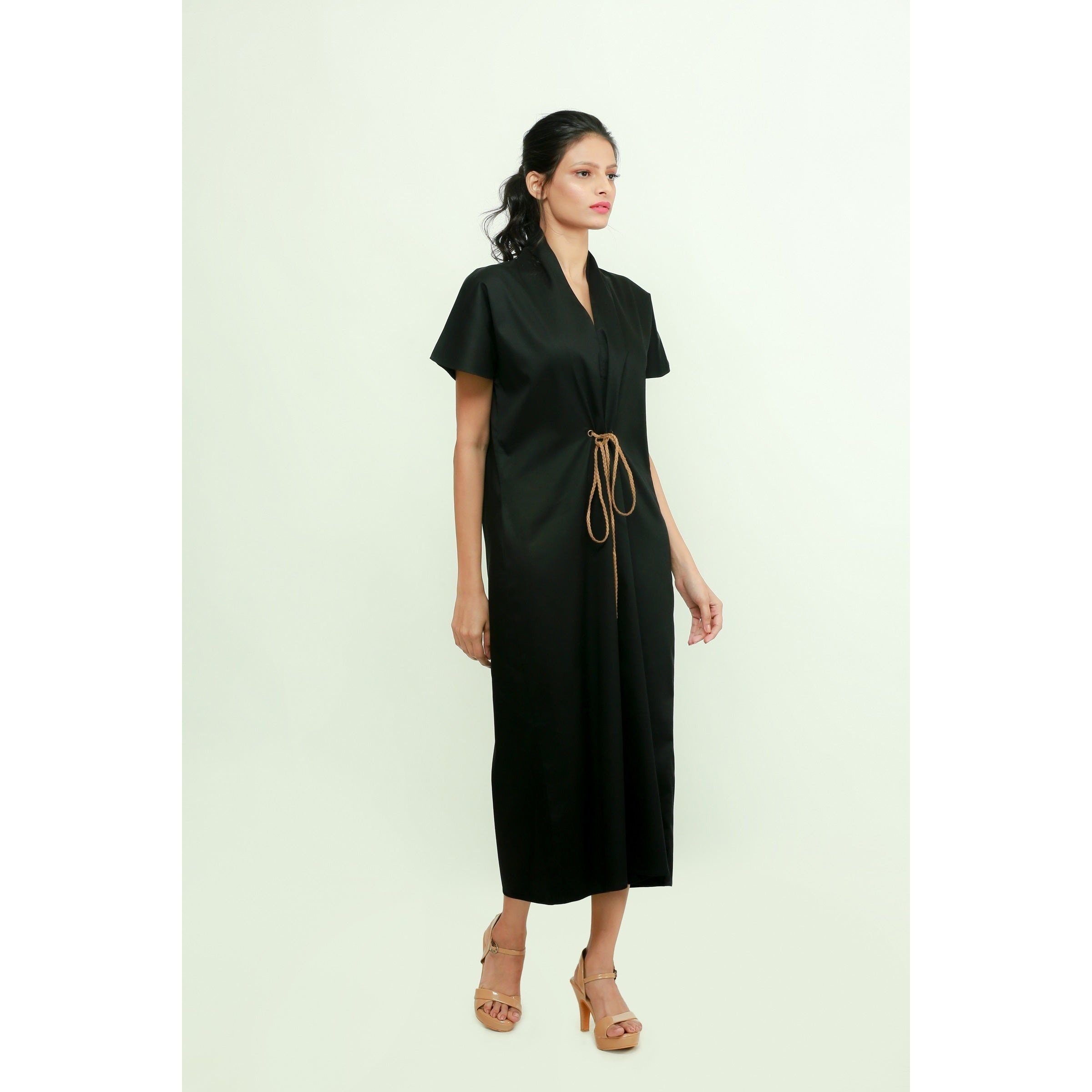 Waist tie-up long dress