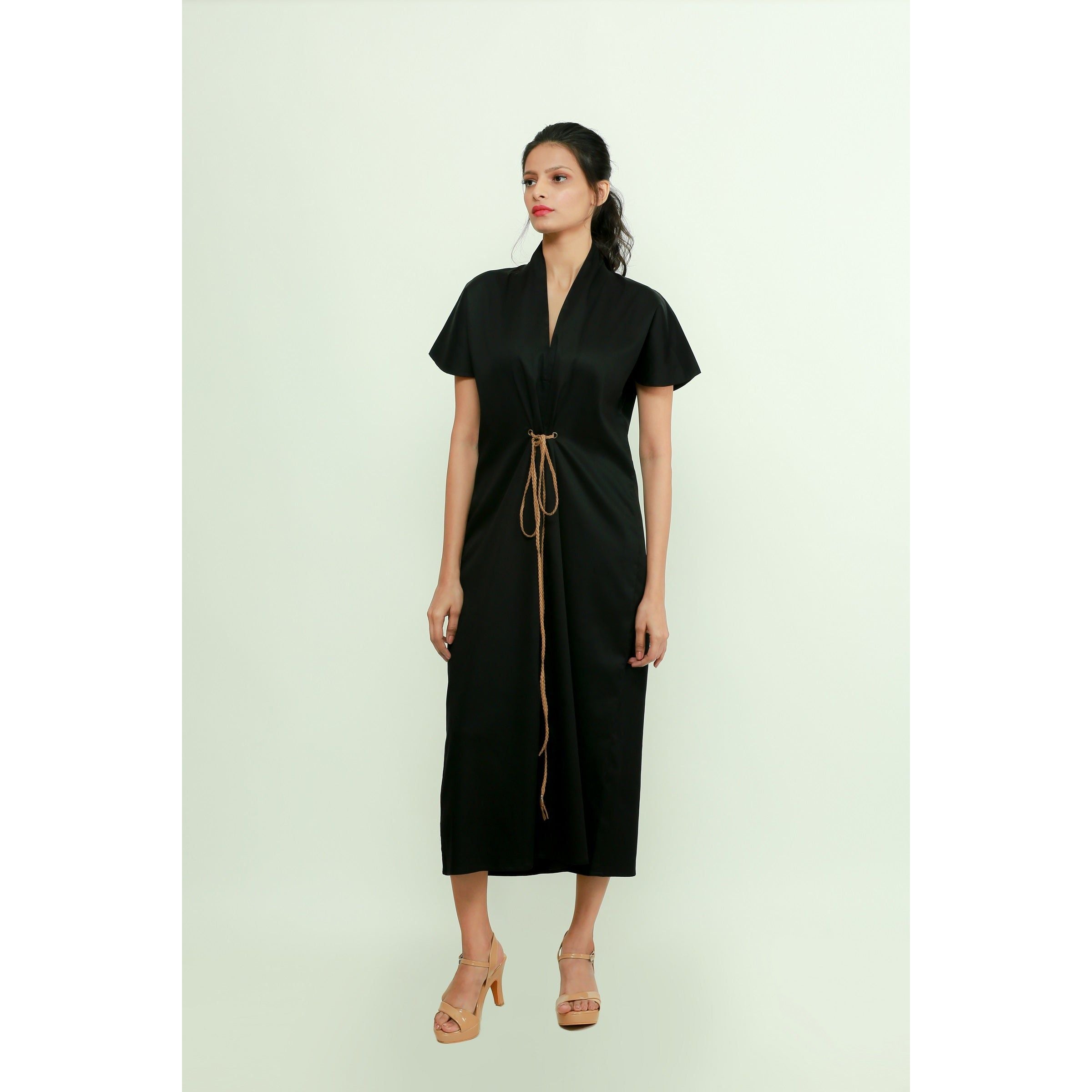 Waist tie-up long dress