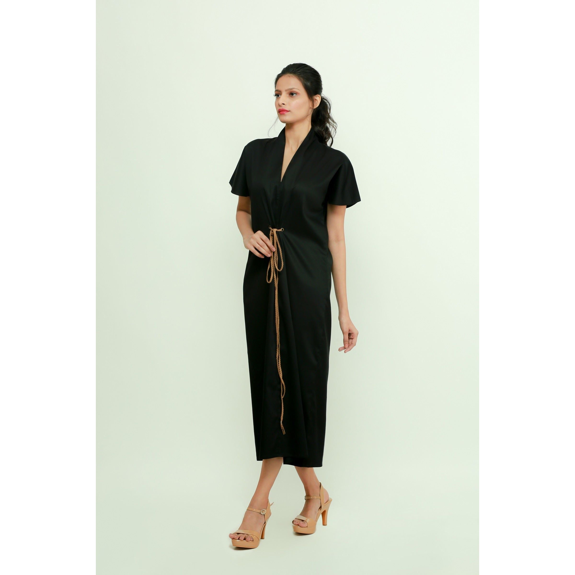 Waist tie-up long dress